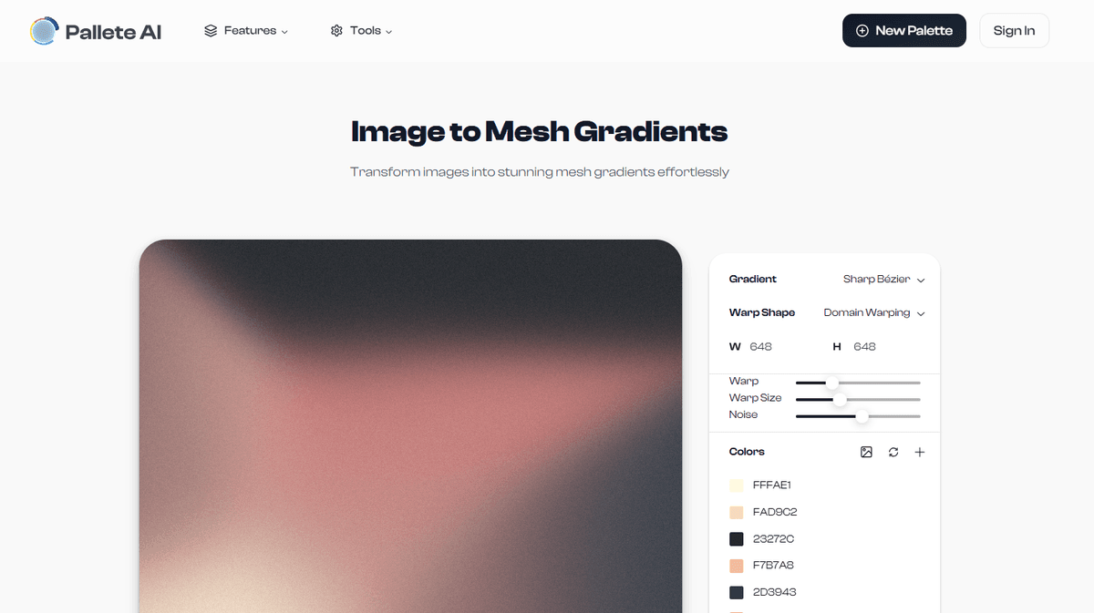 Image-to-Mesh-Gradient Customization Interface